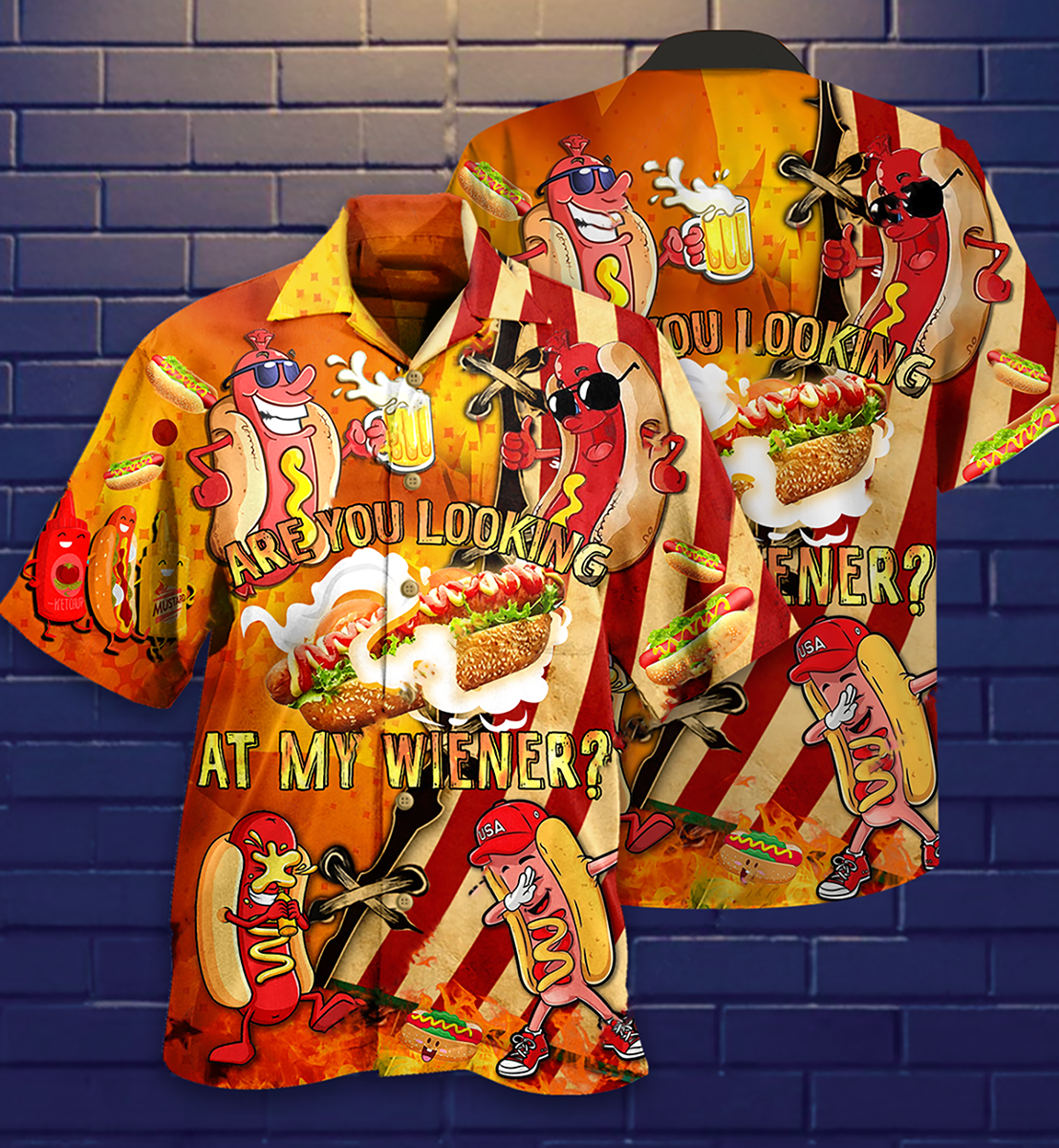 Funny Food Looking Hawaiian Shirt Artwork Detail For Tropical Trips And Casual Outings