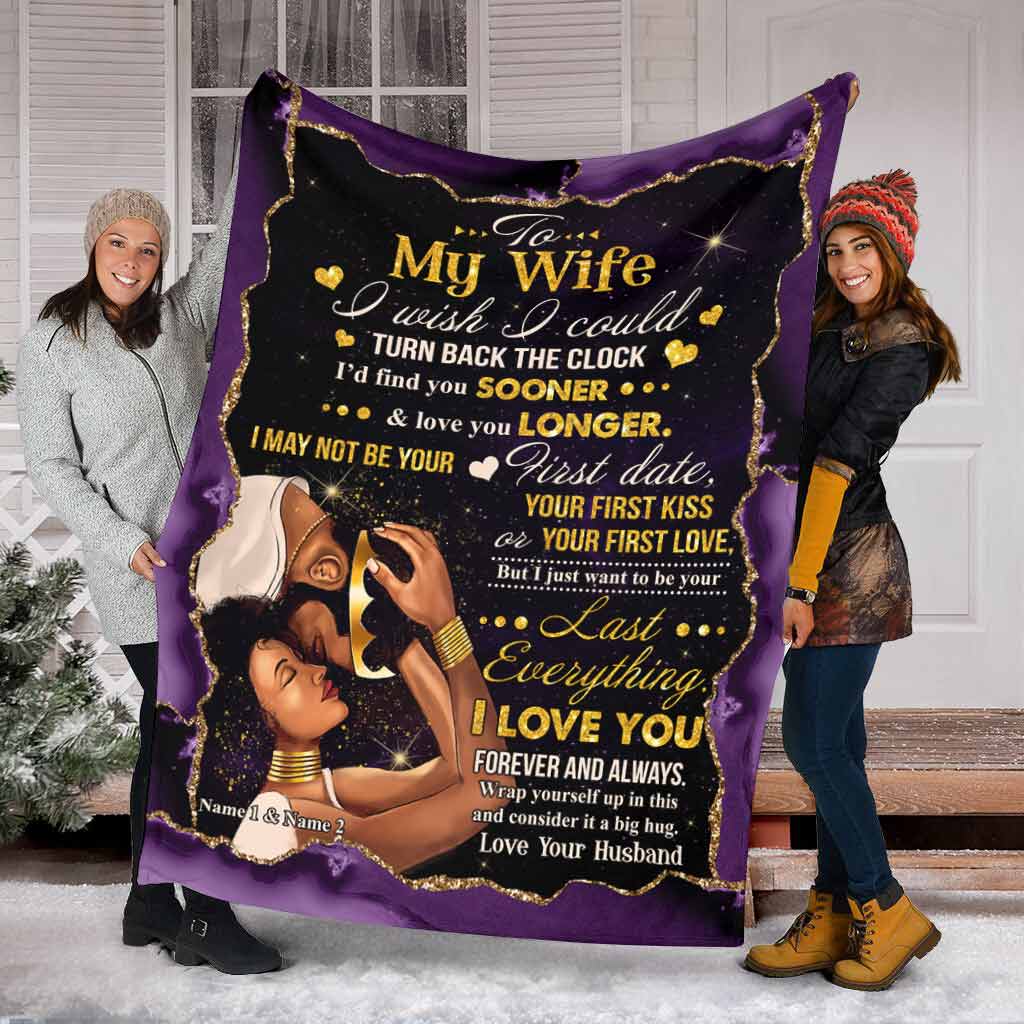 African American I Wish I Could Turn Back The Clock Personalized Flannel Blanket For Cozy Bedroom Sofa Decor