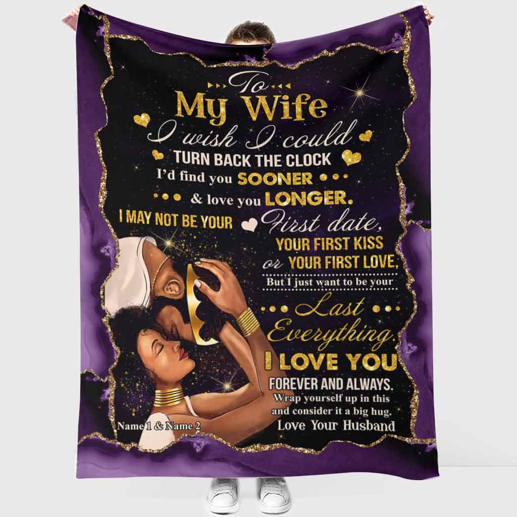 African American I Wish I Could Turn Back The Clock Personalized Flannel Blanket For Cozy Bedroom Sofa Decor