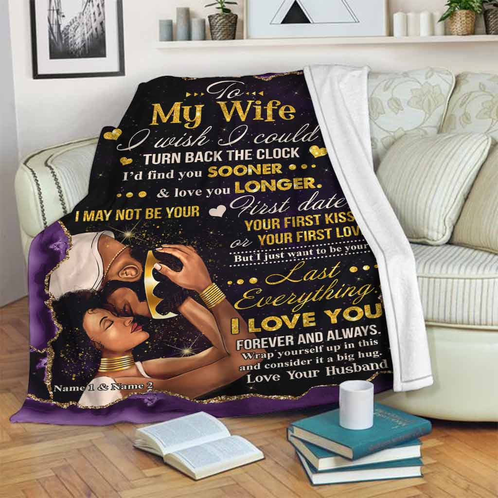 African American I Wish I Could Turn Back The Clock Personalized Flannel Blanket For Cozy Bedroom Sofa Decor