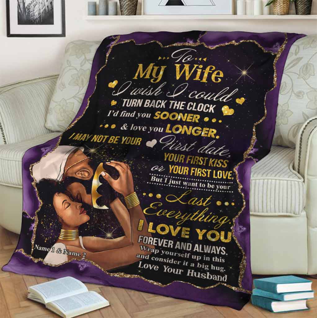 African American I Wish I Could Turn Back The Clock Personalized Flannel Blanket For Cozy Bedroom Sofa Decor