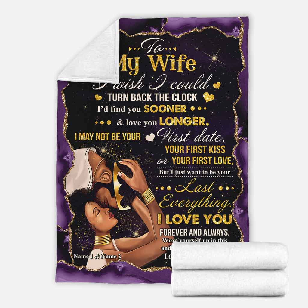 African American I Wish I Could Turn Back The Clock Personalized Flannel Blanket For Cozy Bedroom Sofa Decor