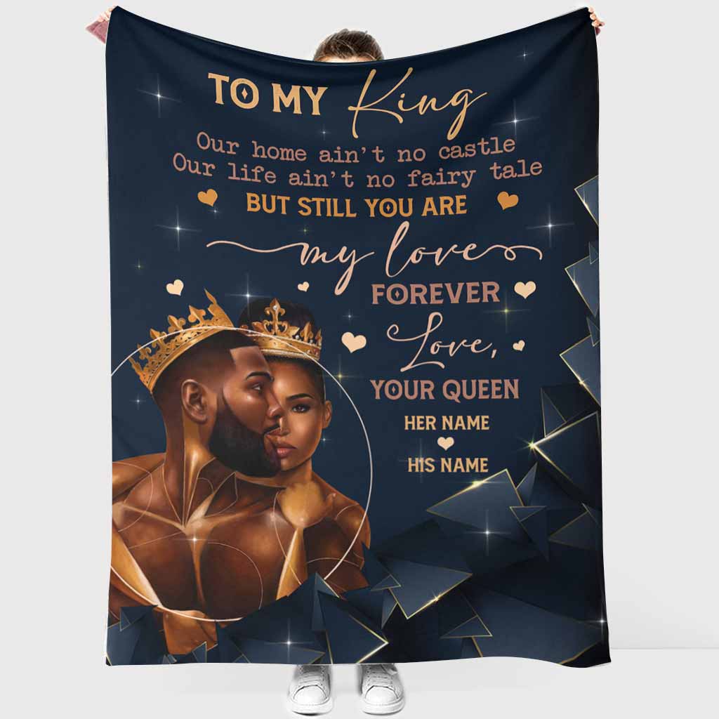 African Our Home Ain't No Castle Afro Couple Personalized Flannel Blanket For Cozy Bedroom Sofa Decor