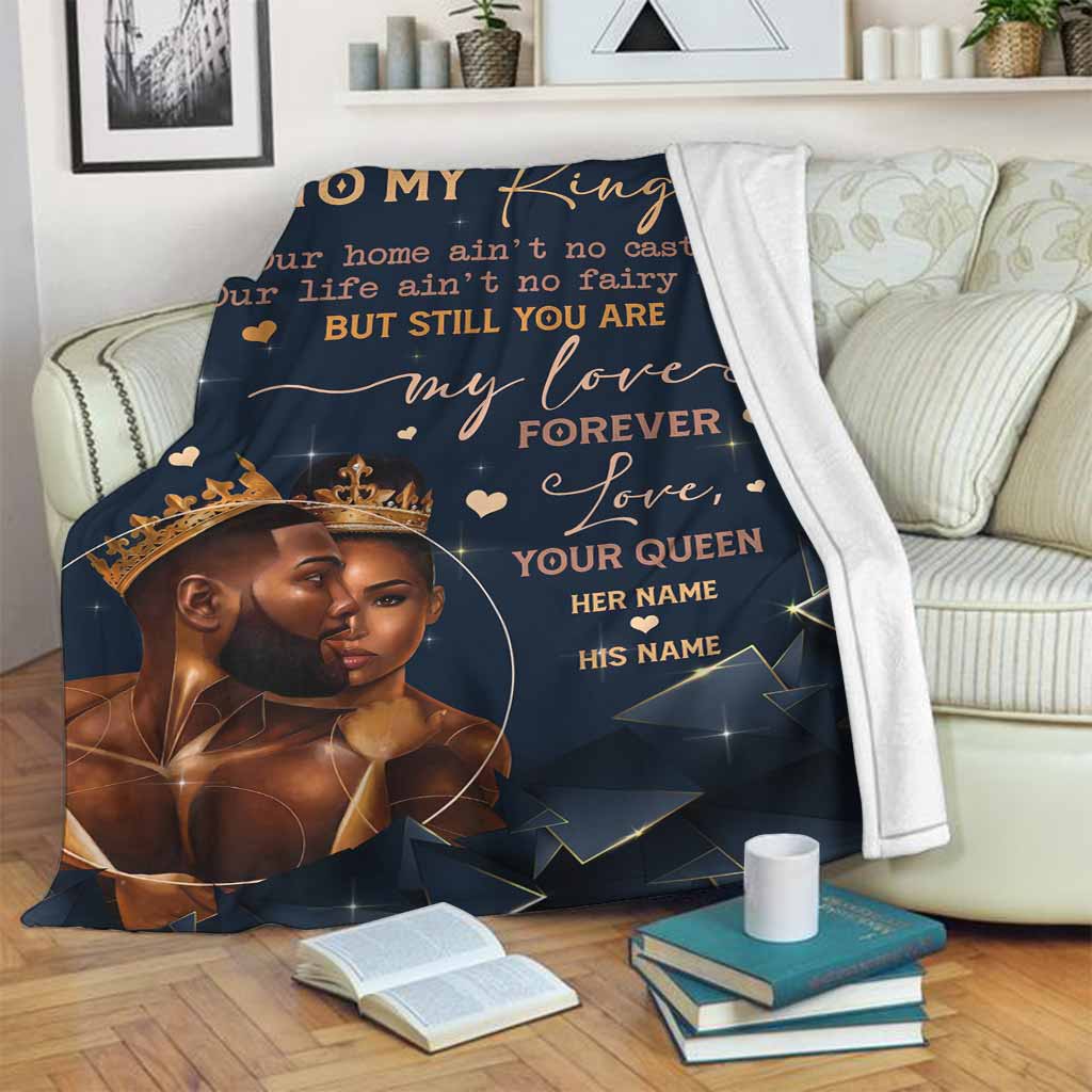 African Our Home Ain't No Castle Afro Couple Personalized Flannel Blanket For Cozy Bedroom Sofa Decor