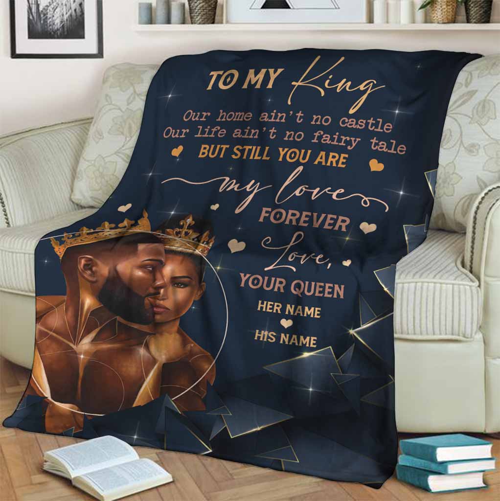 African Our Home Ain't No Castle Afro Couple Personalized Flannel Blanket For Cozy Bedroom Sofa Decor