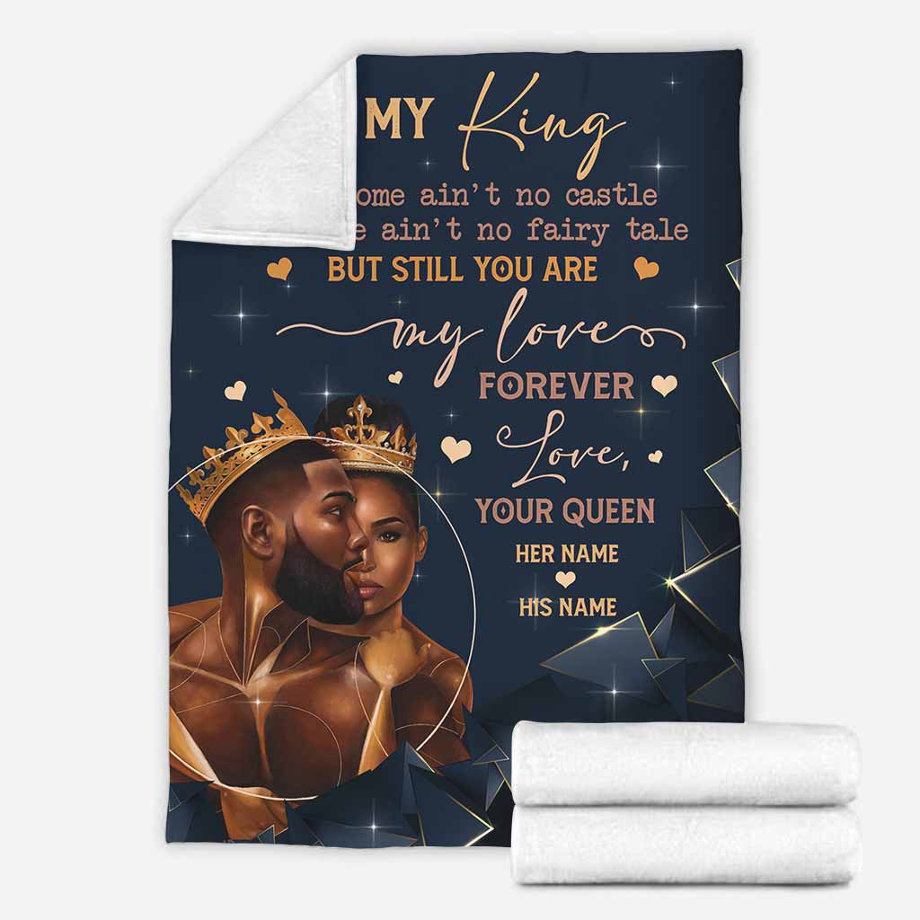 African Our Home Ain't No Castle Afro Couple Personalized Flannel Blanket For Cozy Bedroom Sofa Decor
