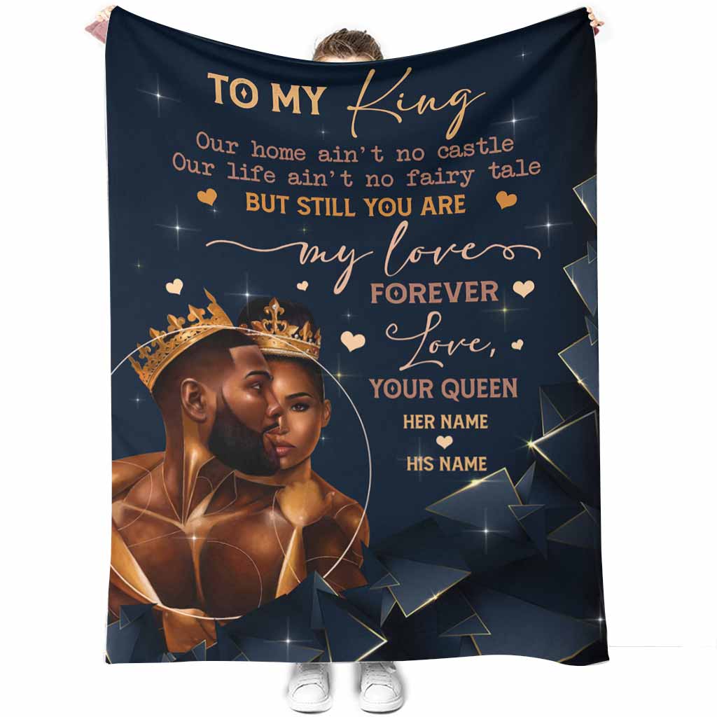 African Our Home Ain't No Castle Afro Couple Personalized Flannel Blanket For Cozy Bedroom Sofa Decor