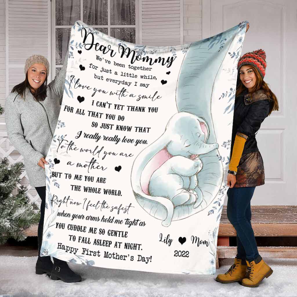 Elephant I Really Love You Mothers Day Mother Personalized Flannel Blanket For Cozy Bedroom Sofa Decor