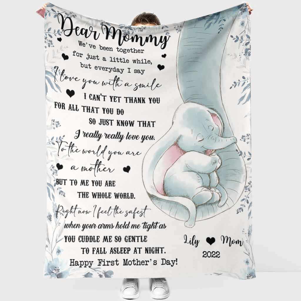 Elephant I Really Love You Mothers Day Mother Personalized Flannel Blanket For Cozy Bedroom Sofa Decor