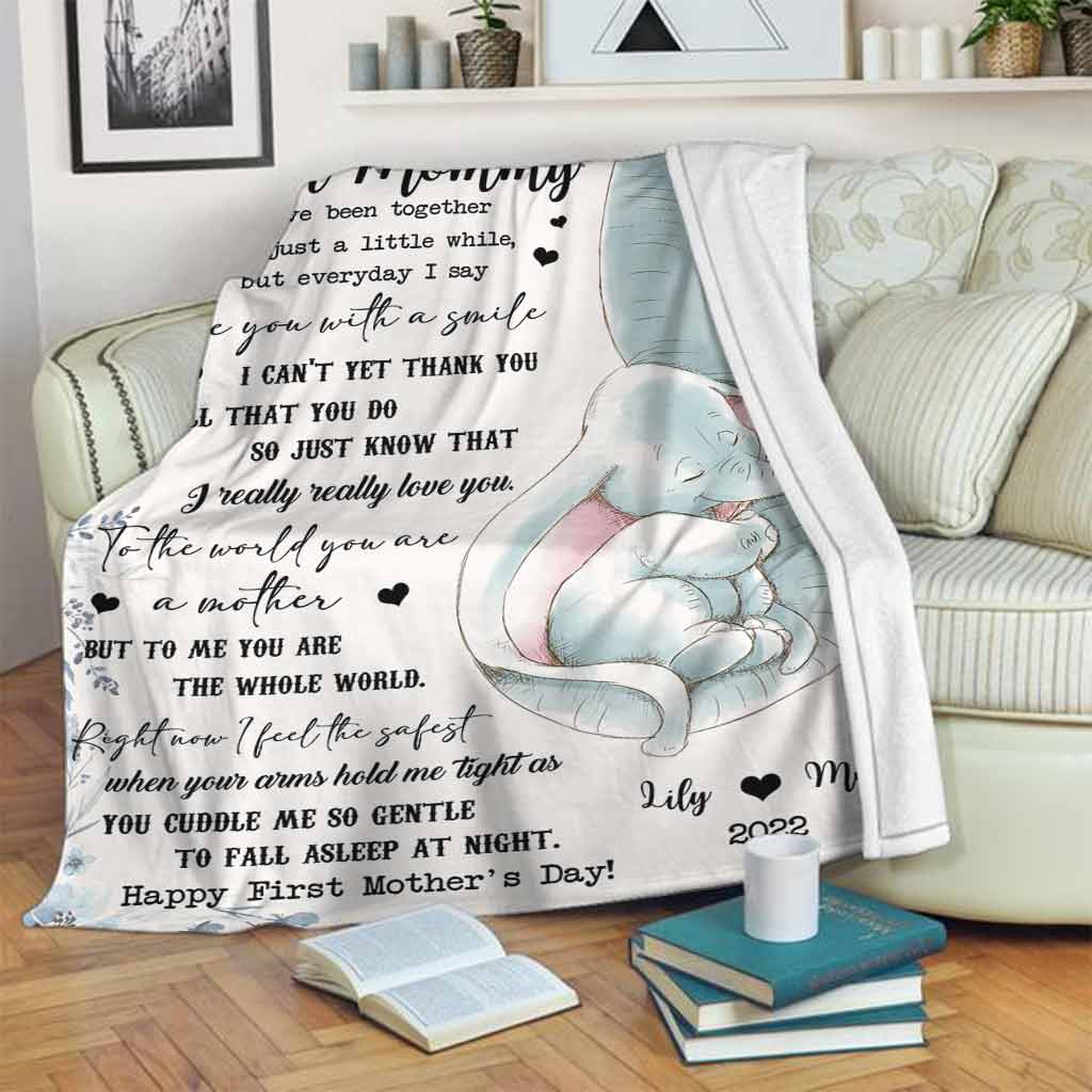 Elephant I Really Love You Mothers Day Mother Personalized Flannel Blanket For Cozy Bedroom Sofa Decor