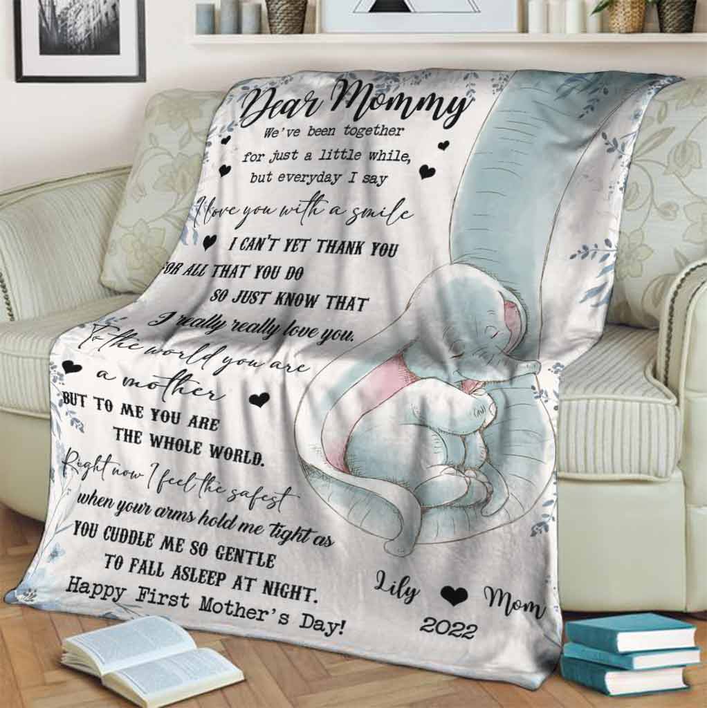 Elephant I Really Love You Mothers Day Mother Personalized Flannel Blanket For Cozy Bedroom Sofa Decor