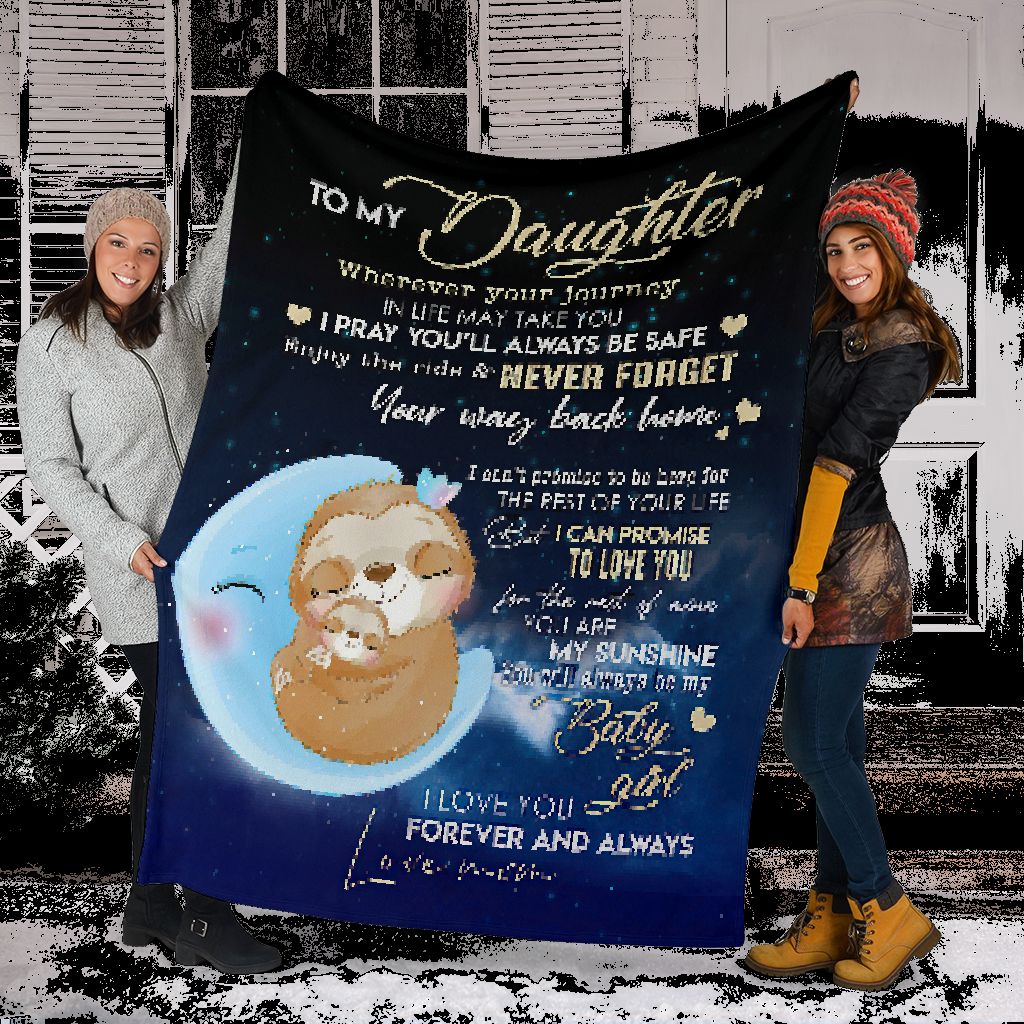 Sloth To My Daughter Flannel Blanket For Cozy Bedroom Sofa Decor