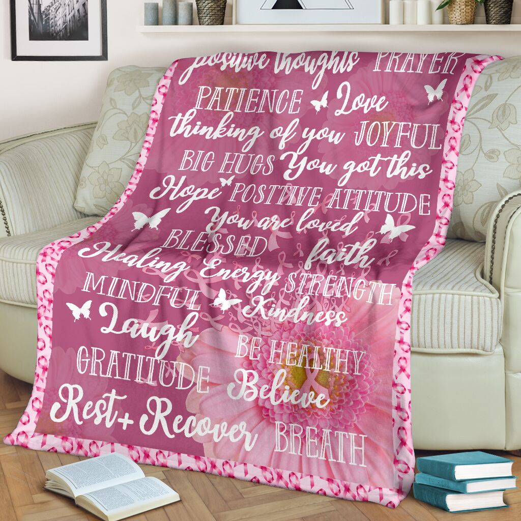 Breast Cancer Warrior Breast Cancer Awareness Flannel Blanket For Cozy Bedroom Sofa Decor