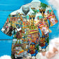Beach Playful Hippie Peace And Wildlife Hawaiian Shirt With All Over Print For Tropical Escapes Resort Wear And Outdoor