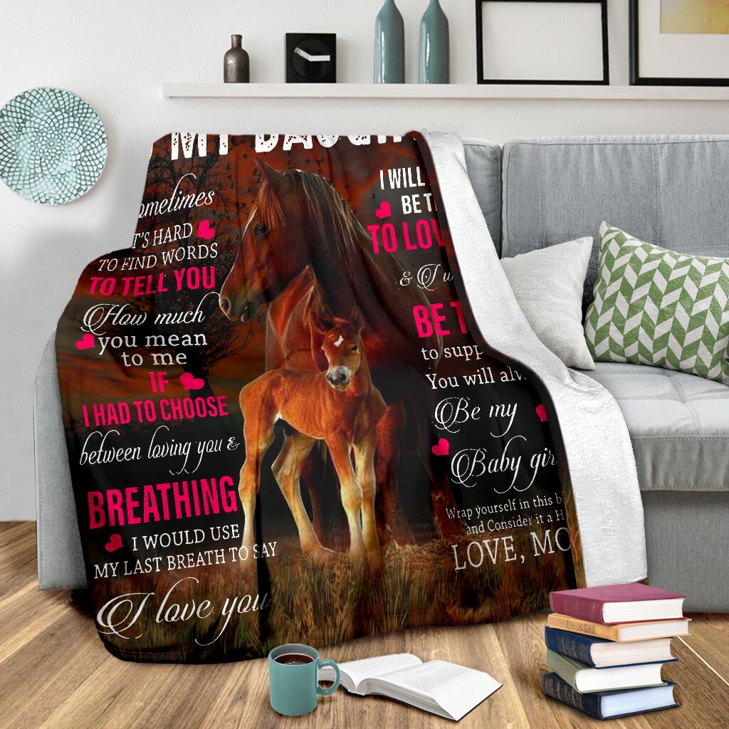 Horse Daughter Gift Flannel Blanket For Cozy Bedroom Sofa Decor