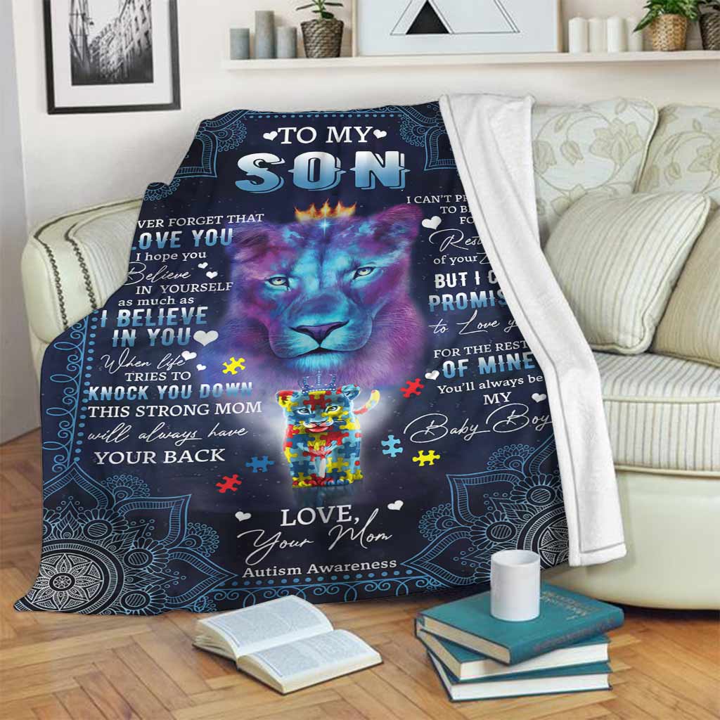 Autism Awareness Son Gift Flannel Blanket For Cozy Bedroom Sofa Decor