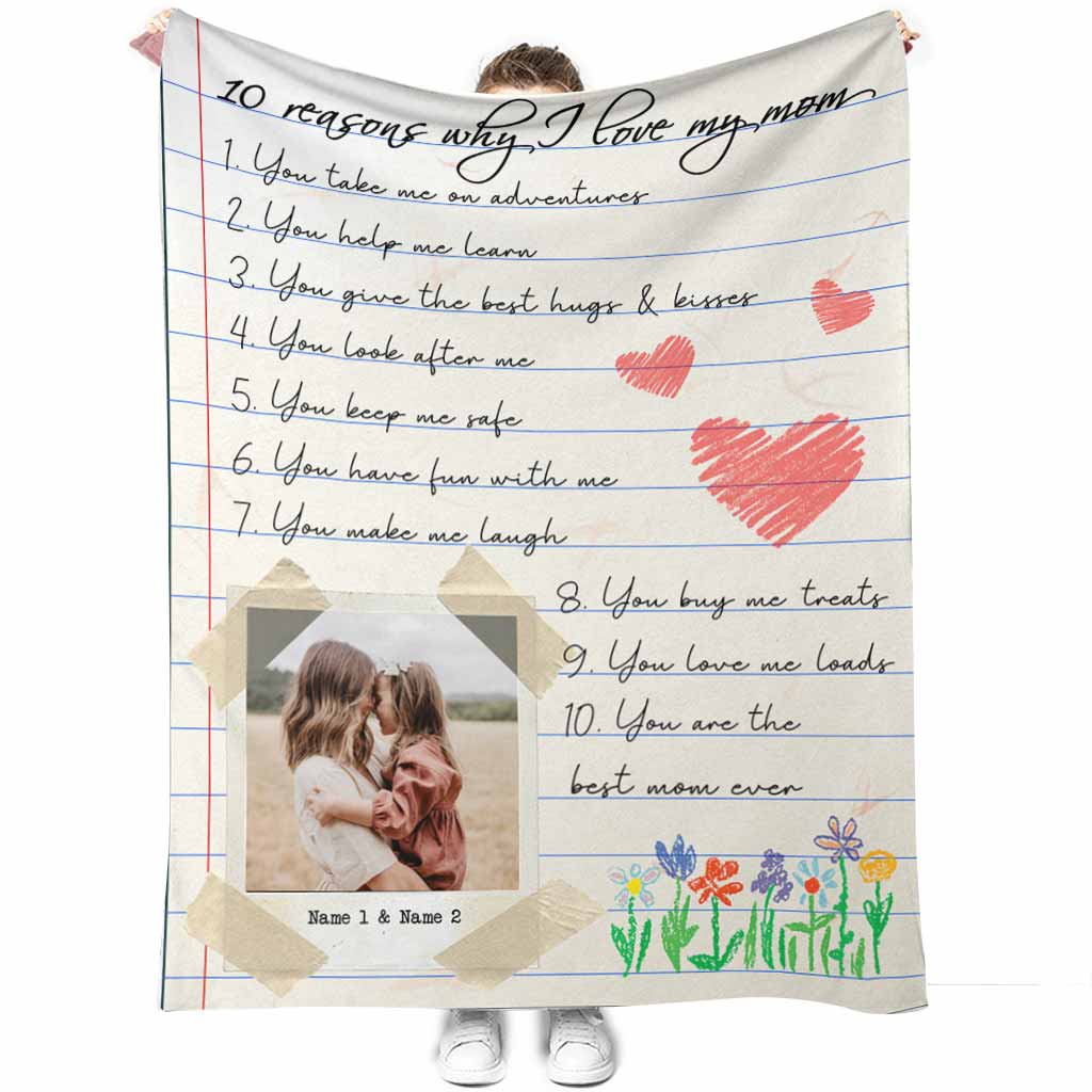 Family 10 Reasons Why I Love You Personalized Photo Flannel Blanket For Cozy Bedroom Sofa Decor