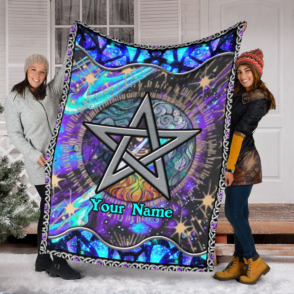 Witch Mystical Pentagram Star Personalized Flannel Blanket For Cozy Bedroom Sofa Decor