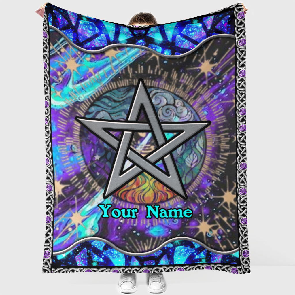 Witch Mystical Pentagram Star Personalized Flannel Blanket For Cozy Bedroom Sofa Decor