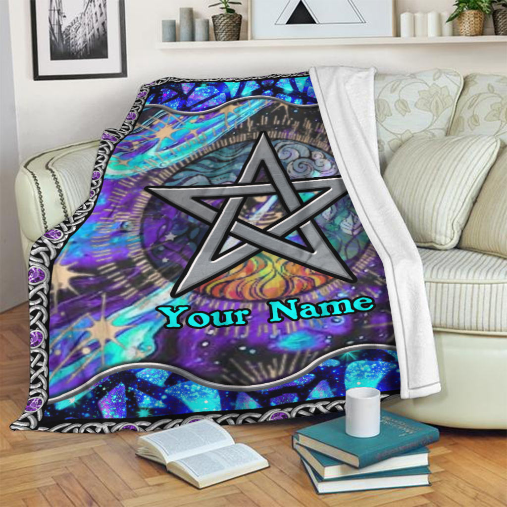 Witch Mystical Pentagram Star Personalized Flannel Blanket For Cozy Bedroom Sofa Decor