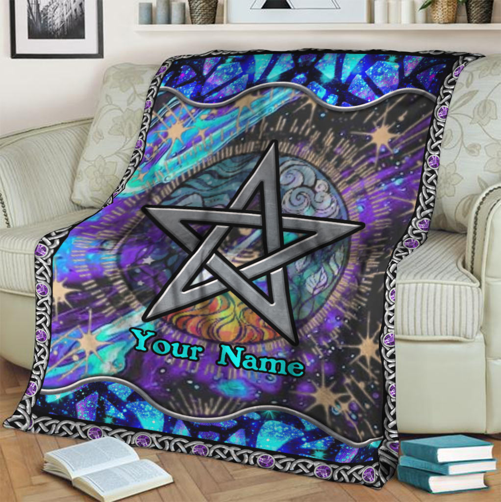 Witch Mystical Pentagram Star Personalized Flannel Blanket For Cozy Bedroom Sofa Decor