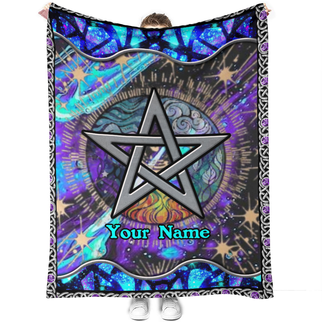 Witch Mystical Pentagram Star Personalized Flannel Blanket For Cozy Bedroom Sofa Decor