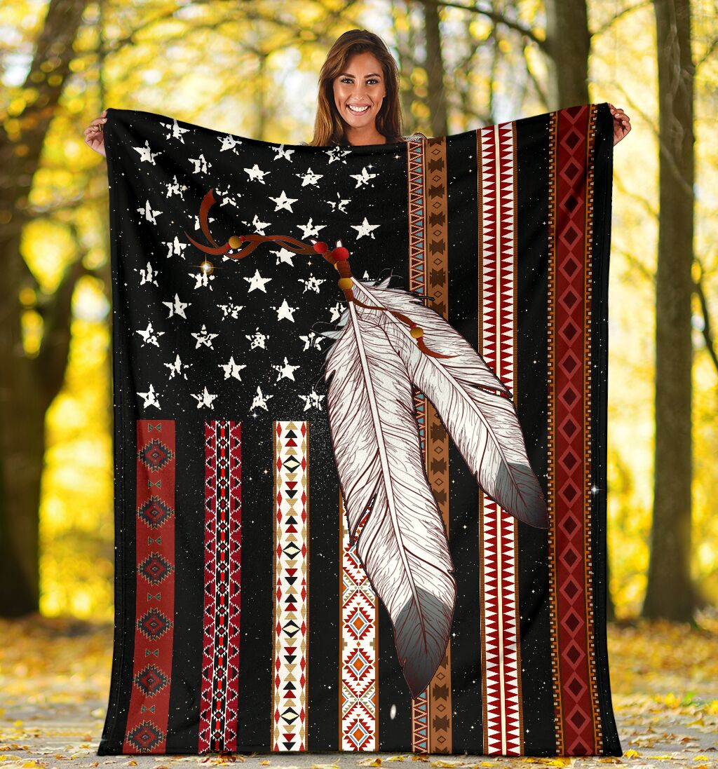 Native American Flag Native American Flannel Blanket For Cozy Bedroom Sofa Decor