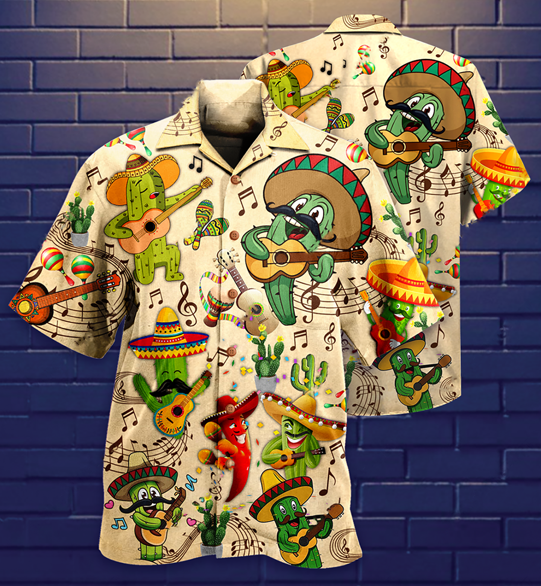 Music Cactus Hawaiian Shirt Artwork View For Coastal Escapes And Resort Style