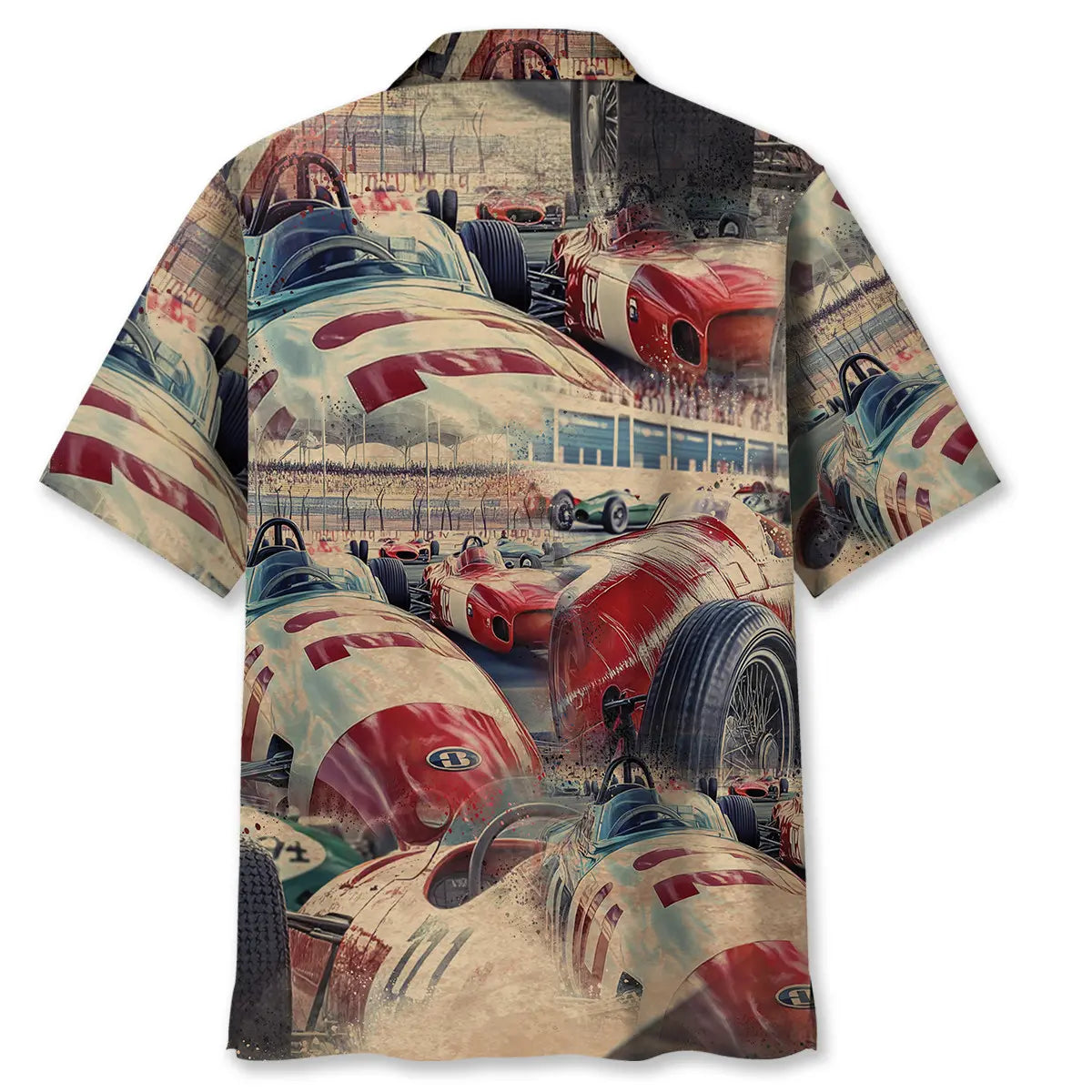 1950'S European Racing Car Hawaiian Shirt For Automotive Enthusiasts, Coastal Trips, And Casual Warm Weather Style