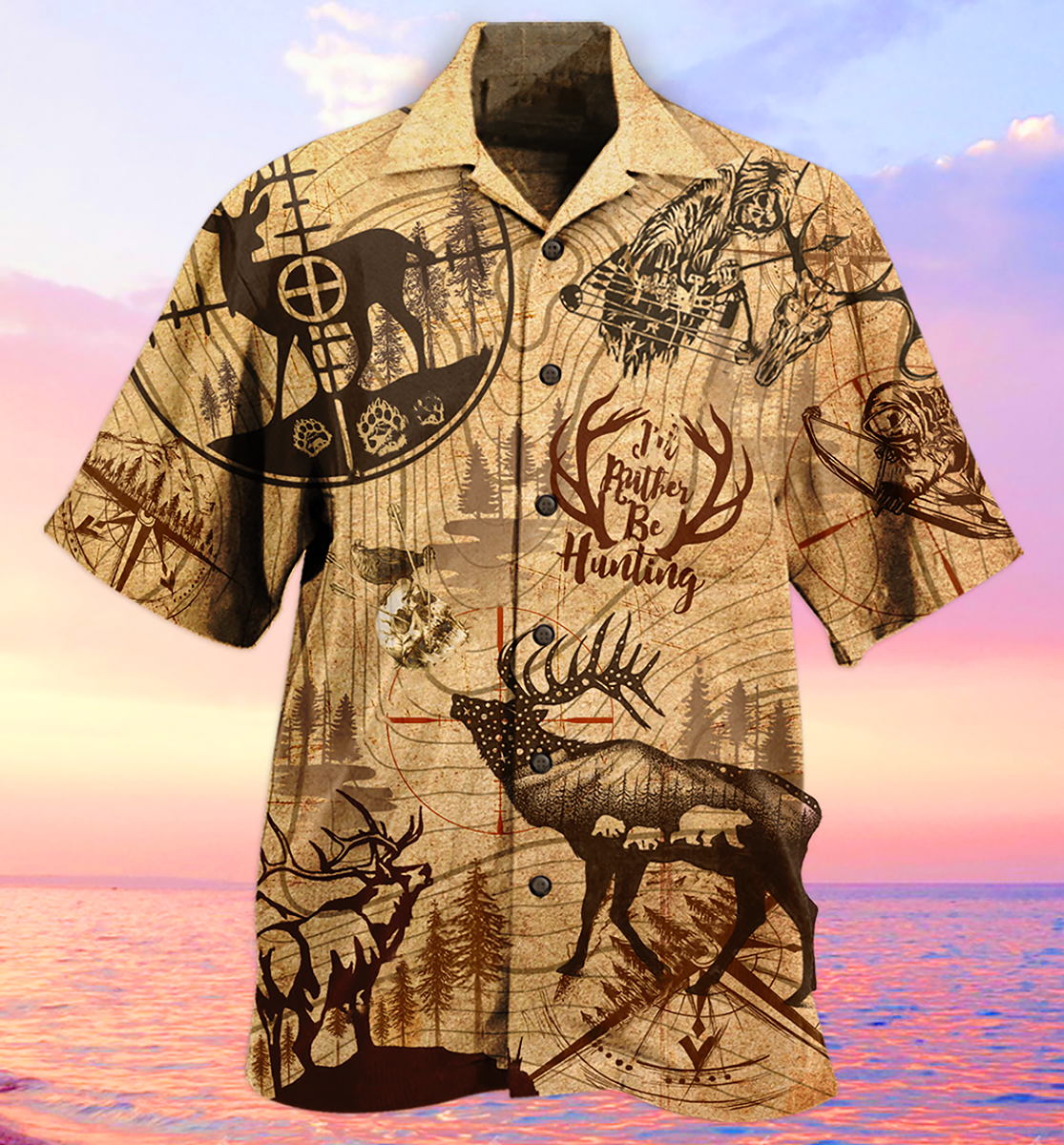 Vintage Deer Hunting Outdoor Hawaiian Shirt For Summer Events And Casual Outdoor Wear