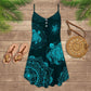 Turtle Is Beach Soul Joyful Spirit V-Neck Sleeveless Cami Dress For Beach Trips And Resort Vacations