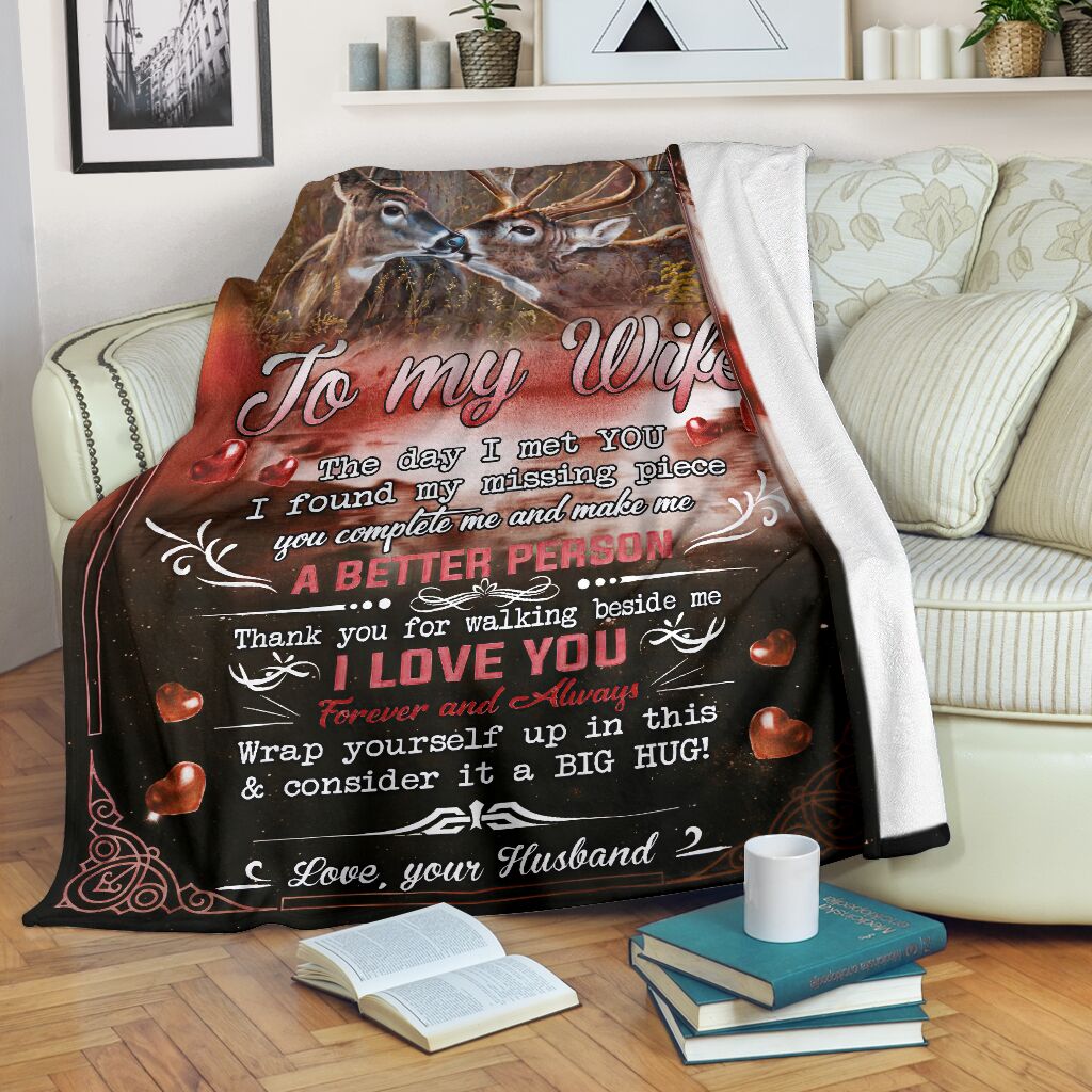 Hunting To My Wife Flannel Blanket For Cozy Bedroom Sofa Decor