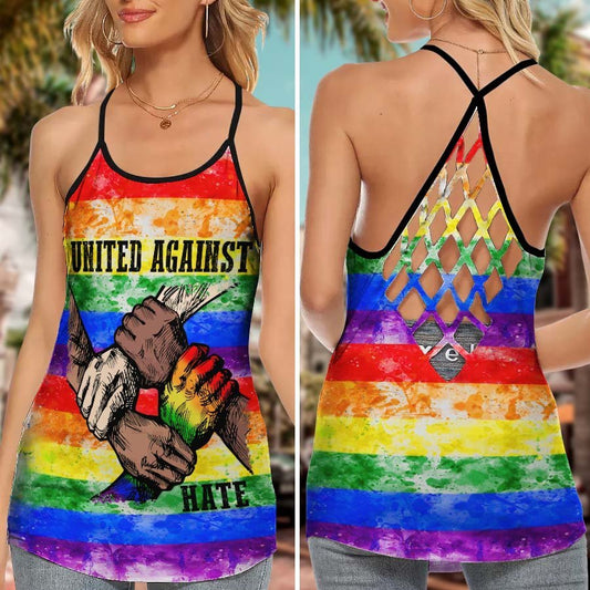 United Against Hate Hollow Tank Top For Fitness Activities And Relaxed Style