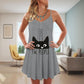 Cats Love Love V-Neck Sleeveless Cami Dress For Summer Vacations And Casual Everyday Wear