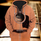 Vintage Guitar Wood Hoodie For Music Lovers Concert Outings Travel And Everyday Streetwear