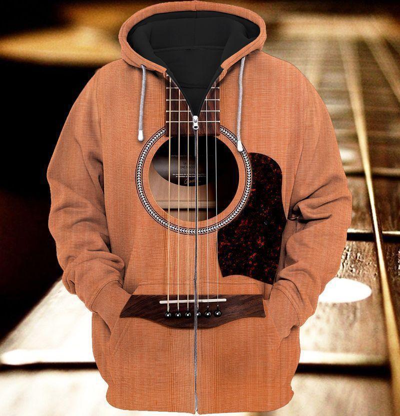 Vintage Guitar Wood Hoodie For Music Lovers Concert Outings Travel And Everyday Streetwear