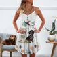Dog Is My Love Dachshund V-Neck Sleeveless Cami Dress For Vacations And Playful Everyday Style