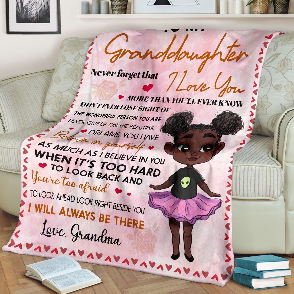 Black Girl To My Granddaughter African Flannel Blanket For Cozy Bedroom Sofa Decor