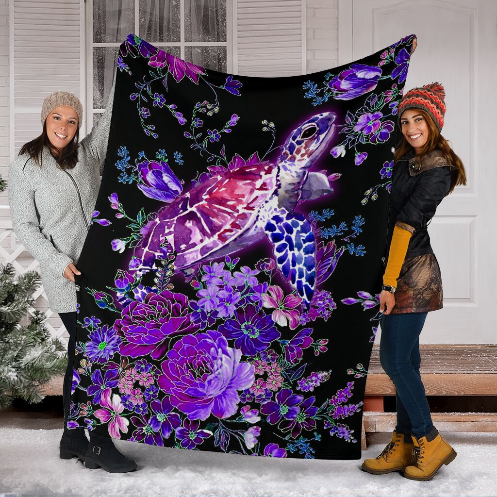 Turtle Purple Turtle Flannel Blanket For Cozy Bedroom Sofa Decor