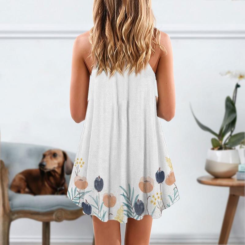 Dog Is My Love Dachshund V-Neck Sleeveless Cami Dress For Vacations And Playful Everyday Style