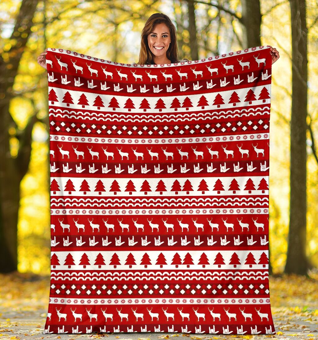 Asl Christmas Red Pattern Flannel Blanket For Cozy Bedroom Sofa Decor