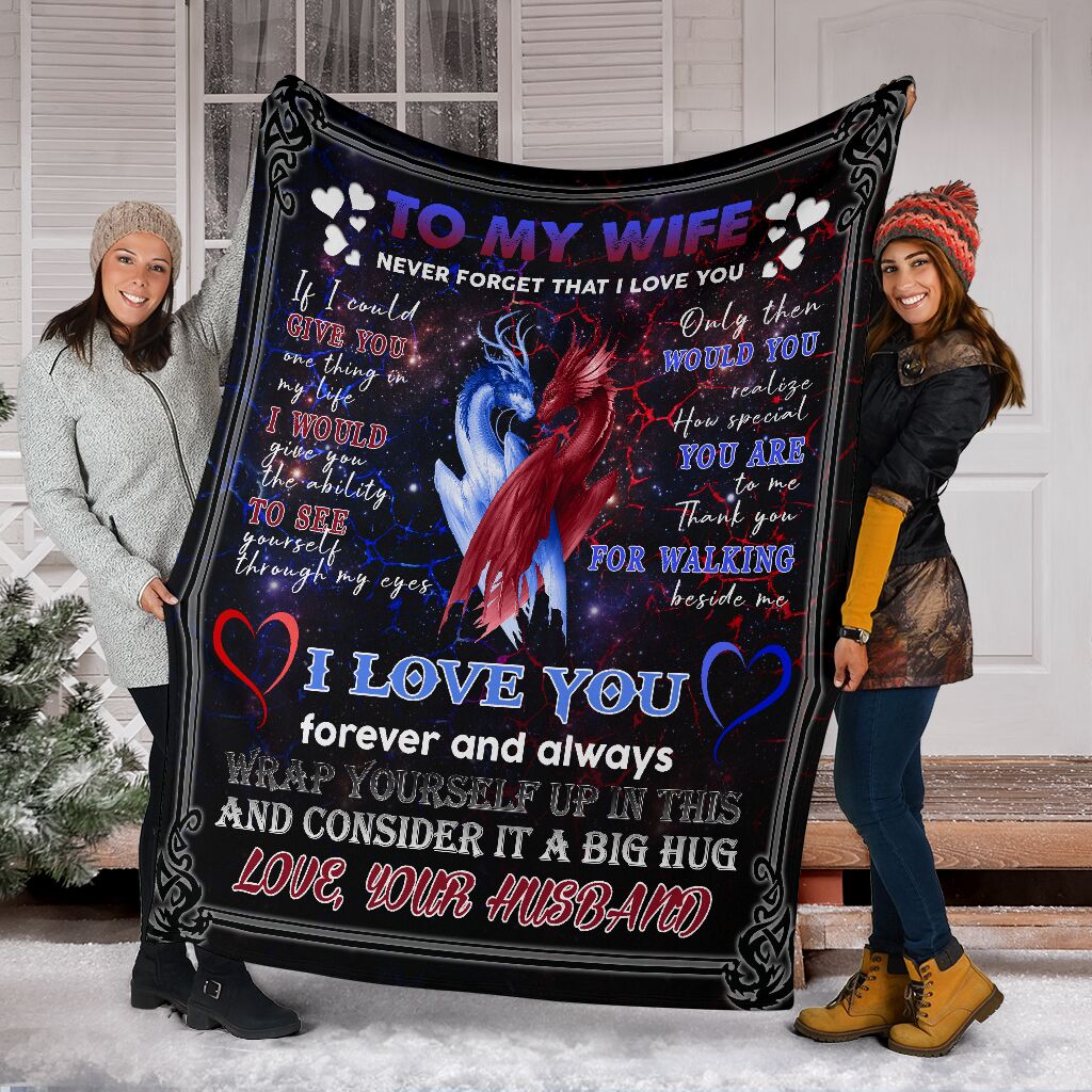 Dragon To My Wife Flannel Blanket For Cozy Bedroom Sofa Decor