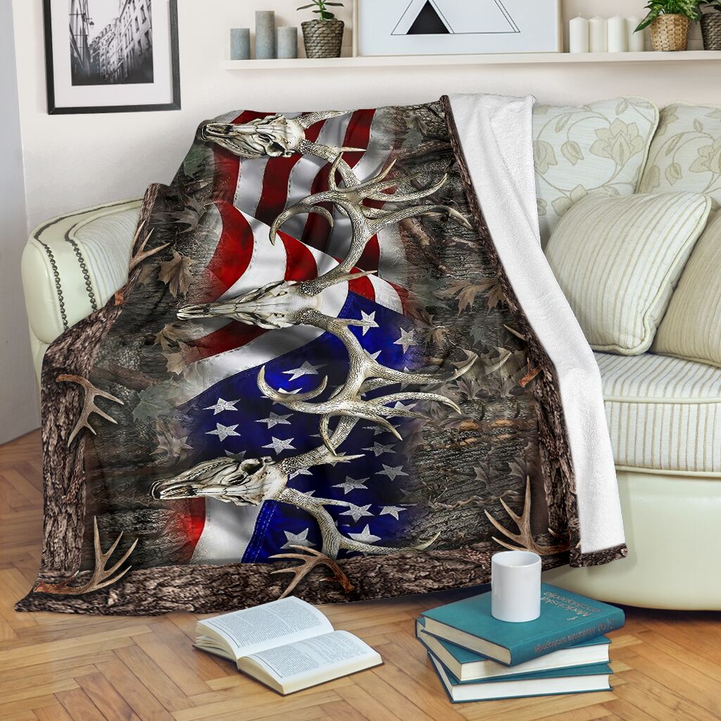 Hunting American Hunters Flannel Blanket For Cozy Bedroom Sofa Decor