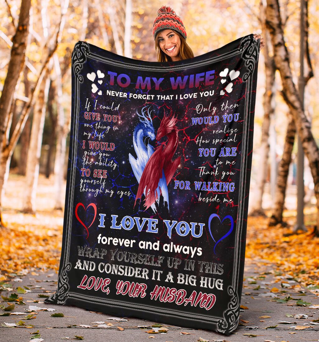 Dragon To My Wife Flannel Blanket For Cozy Bedroom Sofa Decor