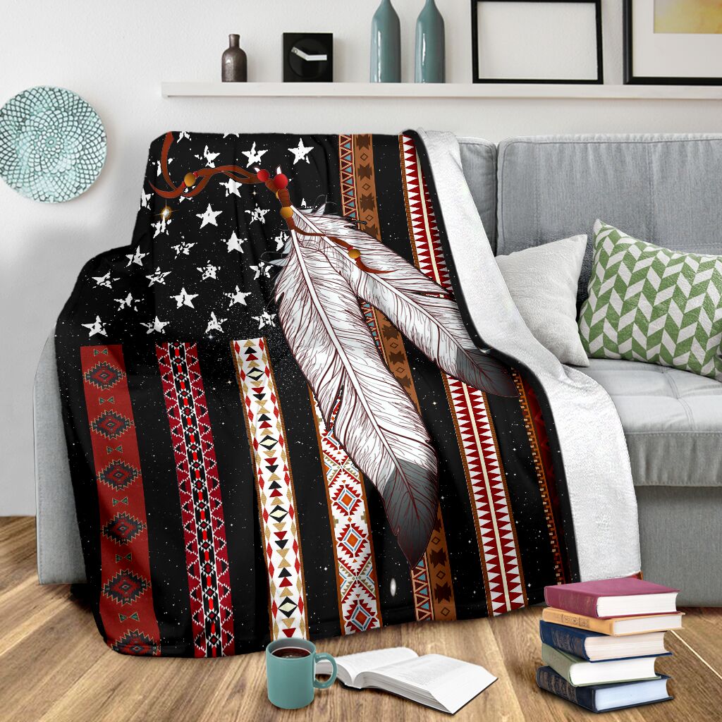 Native American Flag Native American Flannel Blanket For Cozy Bedroom Sofa Decor
