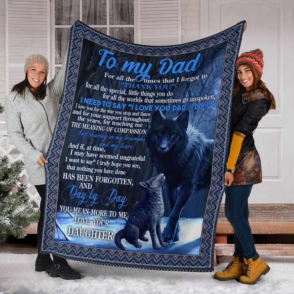 Wolf To My Dad Fathers Day I Love You Flannel Blanket For Cozy Bedroom Sofa Decor