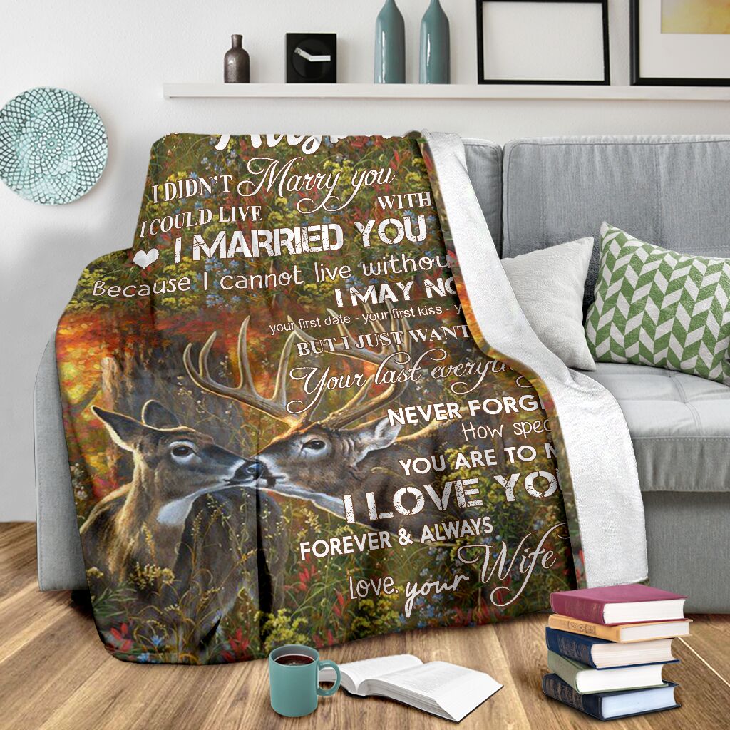 Deer To My Husband Hunting Flannel Blanket For Cozy Bedroom Sofa Decor