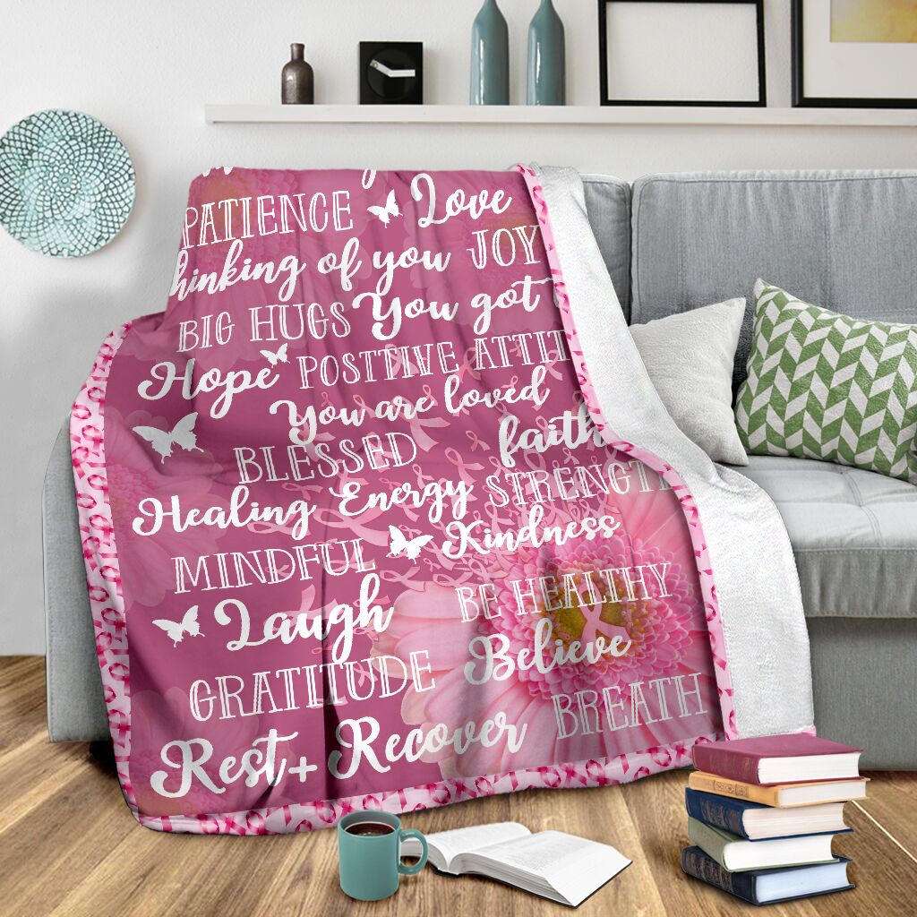 Breast Cancer Warrior Breast Cancer Awareness Flannel Blanket For Cozy Bedroom Sofa Decor