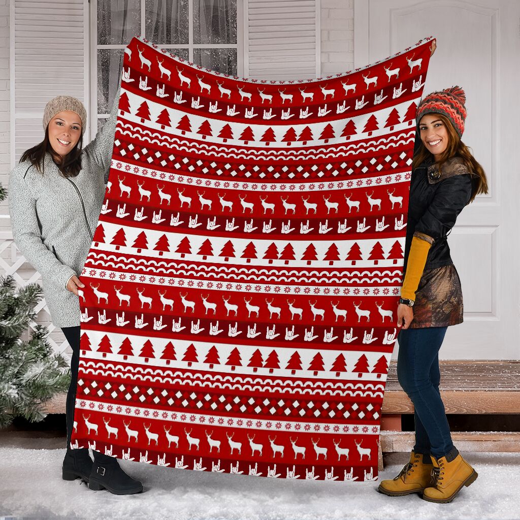 Asl Christmas Red Pattern Flannel Blanket For Cozy Bedroom Sofa Decor