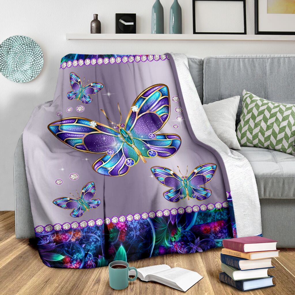 Butterfly Metal Pattern Flannel Blanket For Cozy Bedroom Sofa Decor